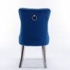 Nikki - Modern, High-End Tufted Solid Wood Contemporary Velvet Upholstered Dining Chair With Chrome Stainless Steel Plating Legs, Nailhead Trim, (Set of 2) - Blue / Chrome - Image 7