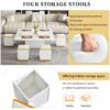 Lift Top Coffee Table With 4 Storage Stools, Multi Functional Adjustable Coffee Table For Living Room - White - Image 9