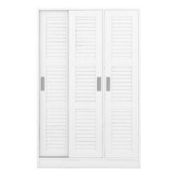 3 Door Shutter Wardrobe & Shelves - White