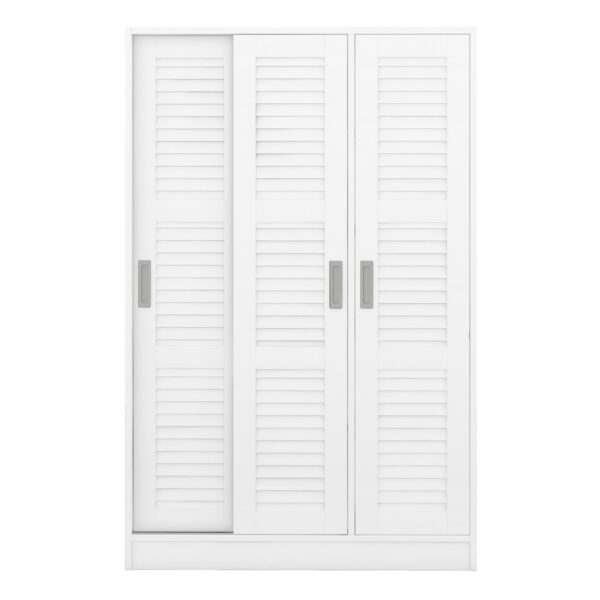3 Door Shutter Wardrobe & Shelves - White