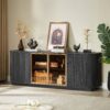 Modern 64" Wavy TV Cabinet With LED Lights - Black - Image 6