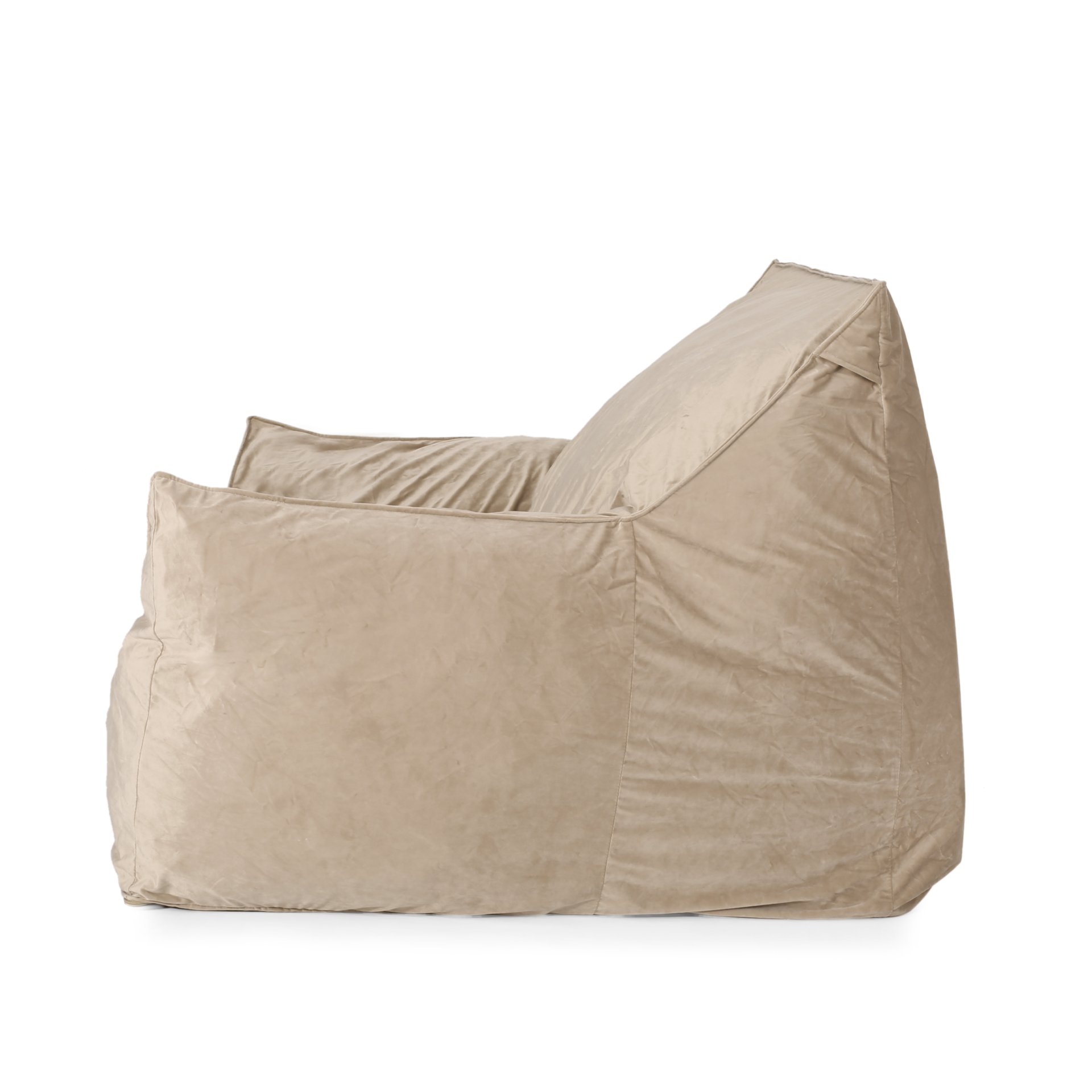 Allea - Velveteen Bean Bag Chair With Armrests, Comfortable Velvet Seating - Taupe - Image 7