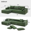 Modular Sectional Living Room Sofa Set, Modern Minimalist Style Couch, Upholstered Sleeper Sofa Salon, 2 Piece Free Combination, L-Shape - Green - Image 23