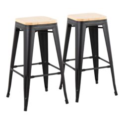Oregon - Contemporary Barstool (Set of 2) - Black / Natural