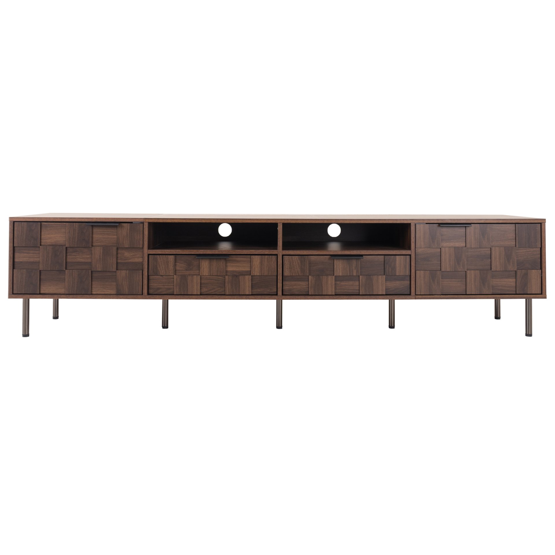 Mid Century TV Stand With 2 Drawers, Media Console Table For Tvs Up To 85'', Entertainment Center With Storage For Living Room - Dark Brown - Image 11