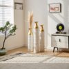 Floor Metal Vases Decorated White Metal Vases (Set of 3) Gorgeous Home Decoration Large Glazed Metal Vases - White - Image 17