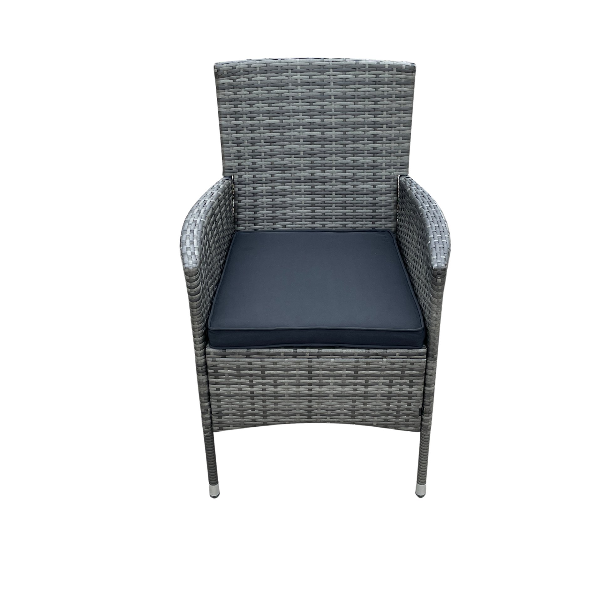 9 Piece Outdoor Patio Wicker Dining Set Patio Wicker Furniture Dining Set Glass Top - Gray / Black - Image 8