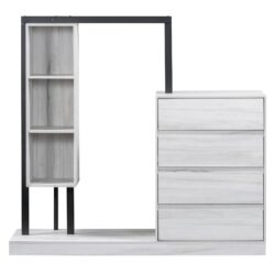 Wardrobe With 4 Drawers And 3 Shelves - White