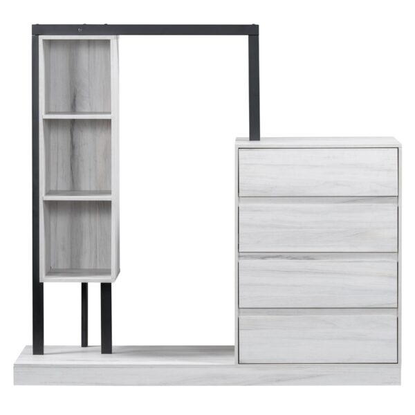 Wardrobe With 4 Drawers And 3 Shelves - White