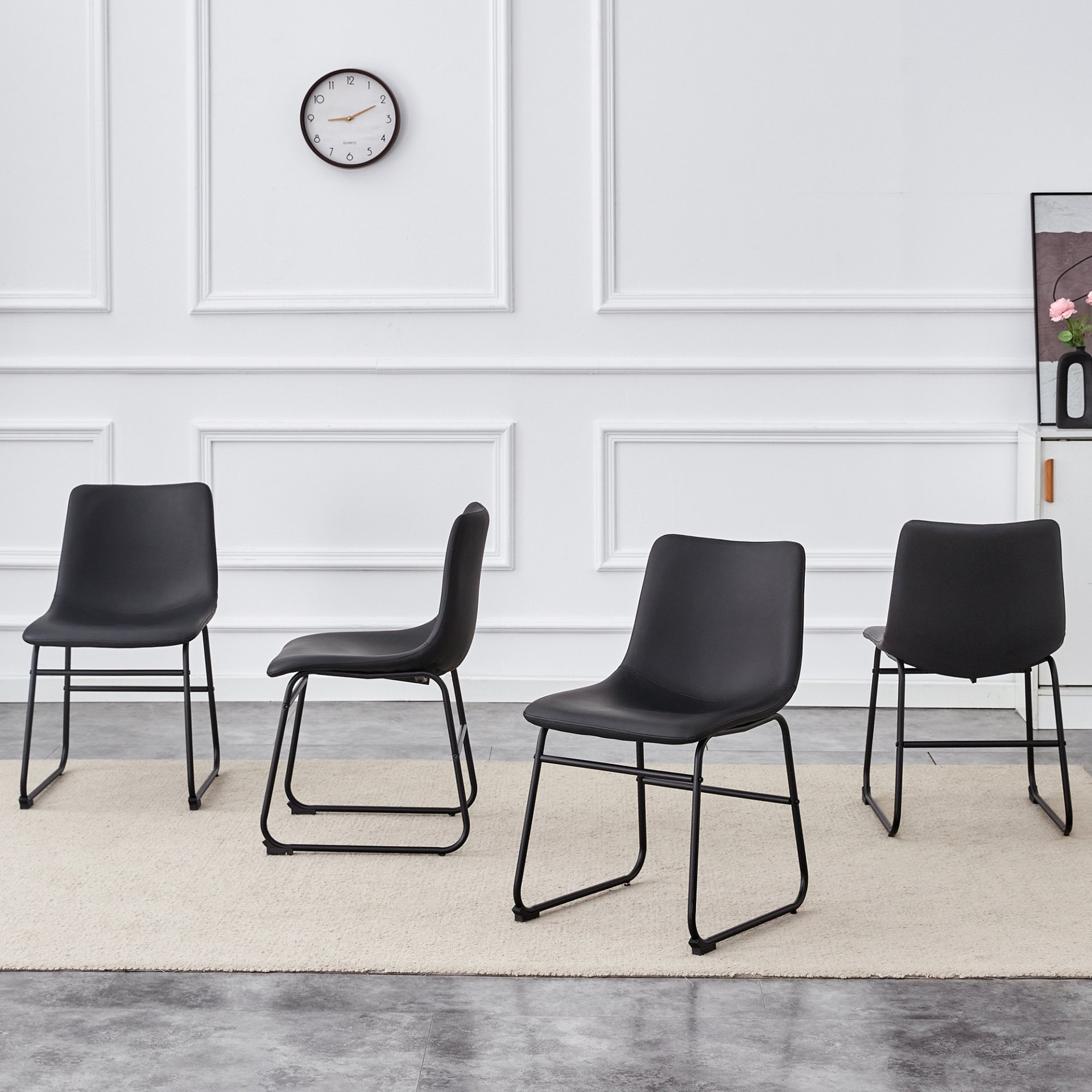 (Set of 4) Classic Chairs, A Stylish Seat Suitable For Modern Minimalist And Industrial Style Environments - Black - Image 4