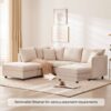 Modern Sectional Sofa With Vertical Stripes, 2 Pillows, 5 Seat Couch With Convertible Ottoman, Various Combinations, L-Shape Indoor Furniture - Beige - Image 19
