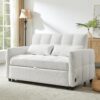 Loveseat Sofa Pull Out Sofa Bed Tufted Sleeper Sofa With An Adjustable Backrest, 3 USB Ports And 2 Lumbar Pillows For Living Room - Beige - Image 10