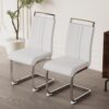 Dining Chairs Set, Kitchen Modern Metal Chairs With Padded Seat High Back (Set of 4) - White - Image 7