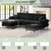 L Shaped Convertible Sectional Sofa 4 Seat Tufted Couch Set With Two Tone Adjust Legs Cloud Movable Ottoman - Black - Image 18