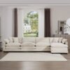 Modern Upholstered L Shape Modular Sectional Sofa 4 Seater With Ottoman Comfortable - Beige - Image 12