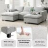 Modular Sectional With Storage Pockets, 5 Seat U Shaped Couch Set With Pillows, Free Combination Modern Cloud Sofa With 2 Movable Ottoman - Medium Gray - Image 20