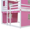 Full Size Bunk House Bed With Tent - Pink / White - Image 14