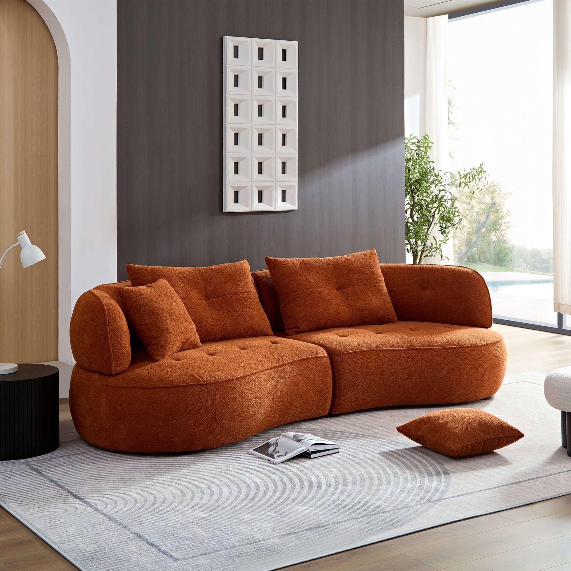 Modern Modular Sofa With Durable Fabric And Solid Wood Frame For 4 People - Orange - Image 11