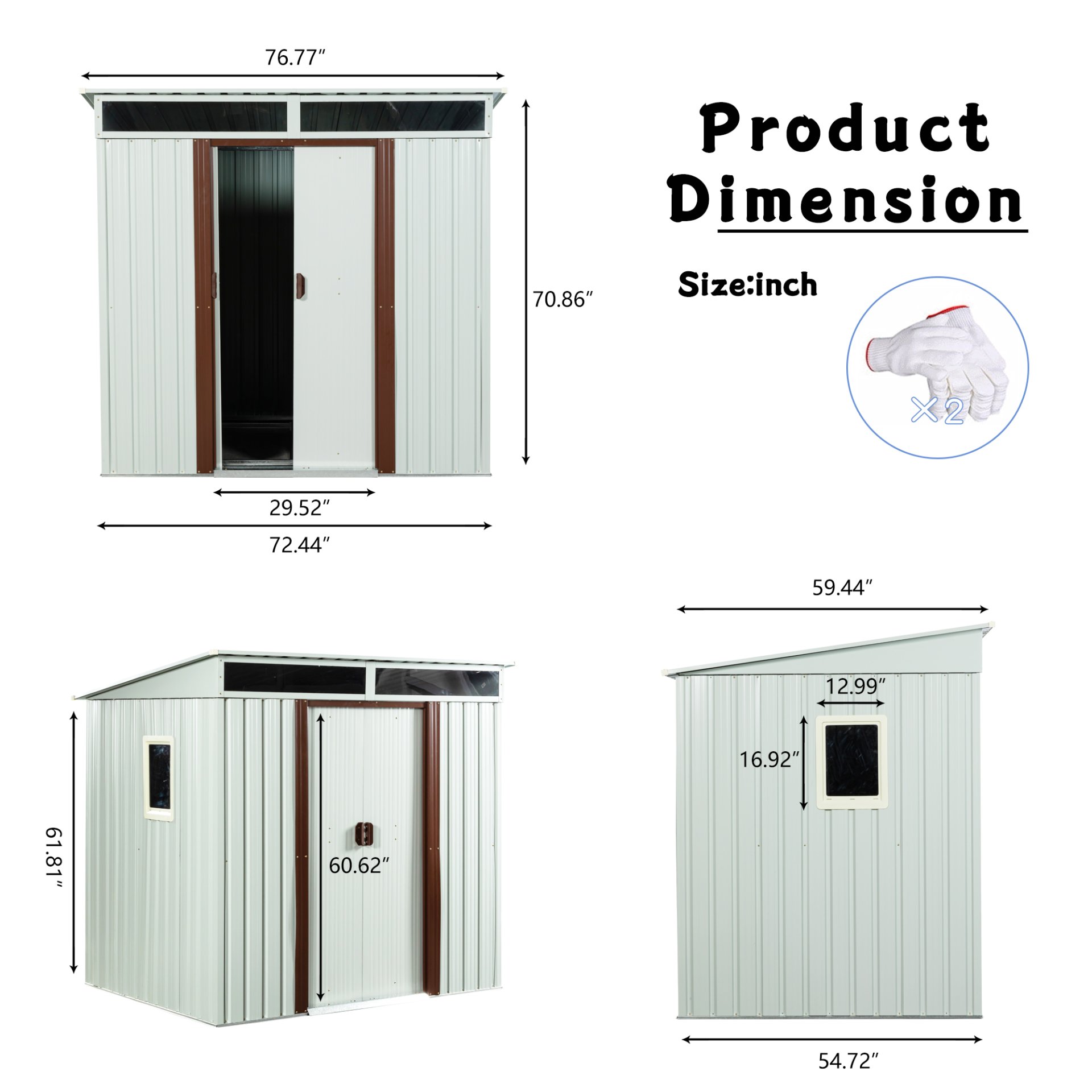 Outdoor Metal Storage Shed With Window - White - Image 4