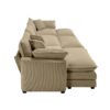 Oversized Modular Cushion Sofa Set & Portable Ottoman L Shaped Corner Low Back Deep Seating In Corduroy - Tan - Image 16