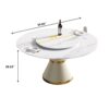 59.05" Modern Artificial Stone Round Carbon Steel Base Dining Table, Can Accommodate 6 People Artificial Stone Turntable - White - Image 3