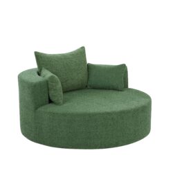 360° Swivel Chair Accent Barrel Chair Swivel Round Sofa Chair With 3 Removable Pillows For Living Room, Office And Hotel - Green