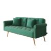 Velvet Sofa Bed With Nail Head Trim And Throw Pillow Sponge Filling Metal Legs - Green - Image 8