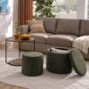 Multi Functional Combination Set Table Ottoman With Drum Stool And Storage Space Dark - Dark Green - Image 5