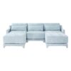 Elegant 3 Seater Sofa With Ottomans And Lumbar Pillow High Resilience Sponge Wooden Base - Sky Blue - Image 23