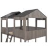 Full Over Full Bunk Bed With Roof, Window, Guardrail, Ladder - Antique Gray - Image 7