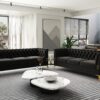 Fx-P83-Bk2 (Sofa) Luxurious Velvet Sofa With Gold Legs, Modern Chesterfield Design, Tufted Upholstery, 3-Seat Couch For Living Room And Office - Black - Image 13