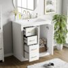 Bathroom Vanity With Ceramic Sink Combo, Frame Bathroom Storage Cabinet, Freestanding Vanity Set With 3 Drawers & Soft Closing Doors - White - Image 4