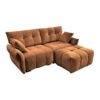 Modern Fabric 2 Seater Sofa With Ottoman Minimalist Design Ideal For Living Room - Burnt Orange - Image 9