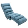Ergonomic Linen Massage Chaise Lounge With Remote Control, 5 Modes - Blue - Image 16
