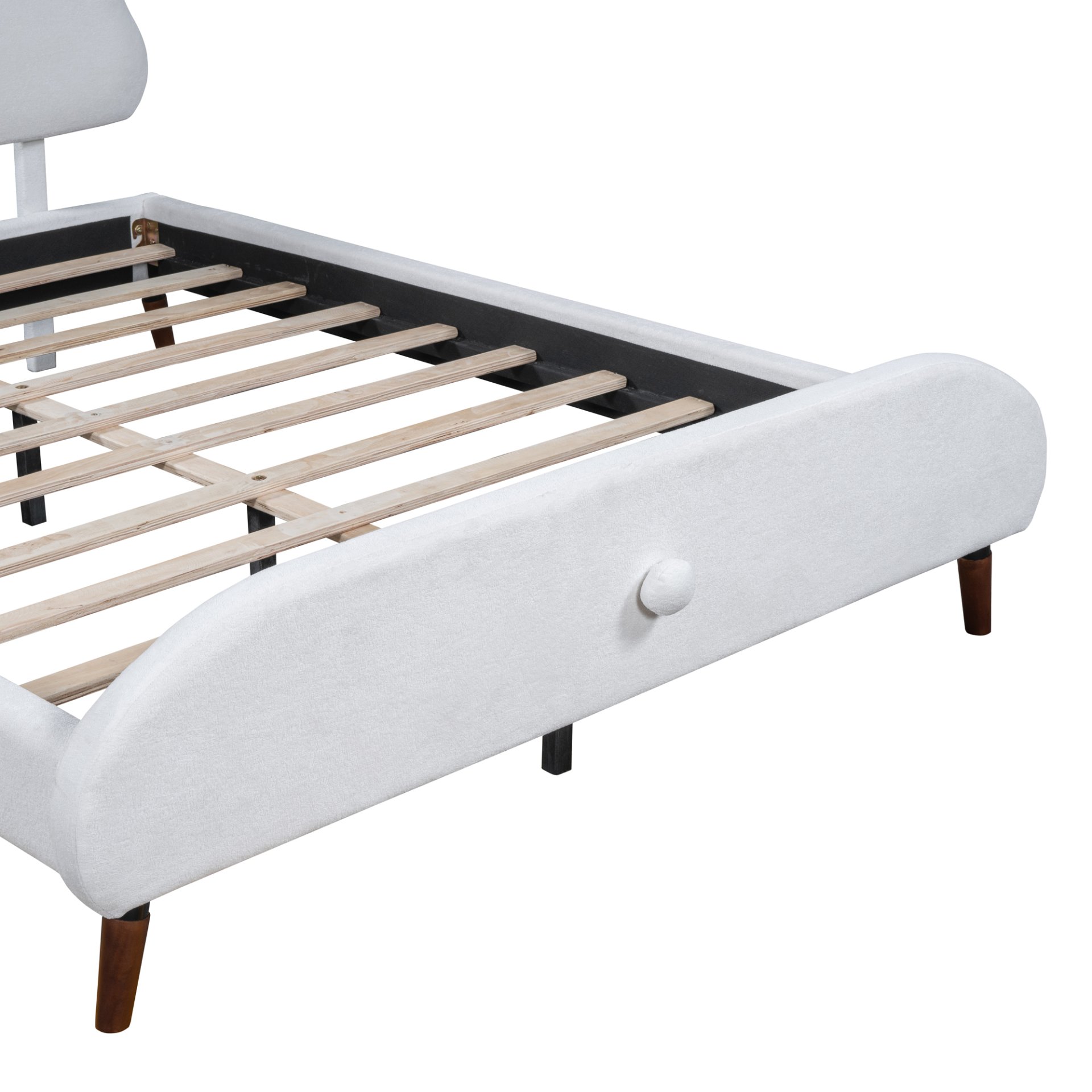 Full Size Upholstered Platform Bed With Sheep Shaped Headboard - White - Image 11