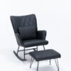 Rocking Chair, Glider Chair, Rocking Accent Chair With Lumbar Pillow And Ottoman For Living Room - Black - Image 19