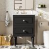 Bathroom Vanity Cabinet With Ceramic Sink Combo Set, Frame Modern Bathroom Storage Cabinet With 2 Drawers - Black - Image 3