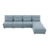 Oversized Deep Seat Sectional Sofa With Reversible Chaise, Loop Yarn Fabric 5 Seat Armless Indoor Furniture, Convertible L-Shaped Couch - Blue - Image 2