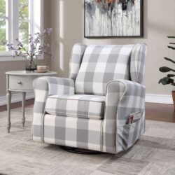 Patli - Glider Chair With Swivel - Gray / White