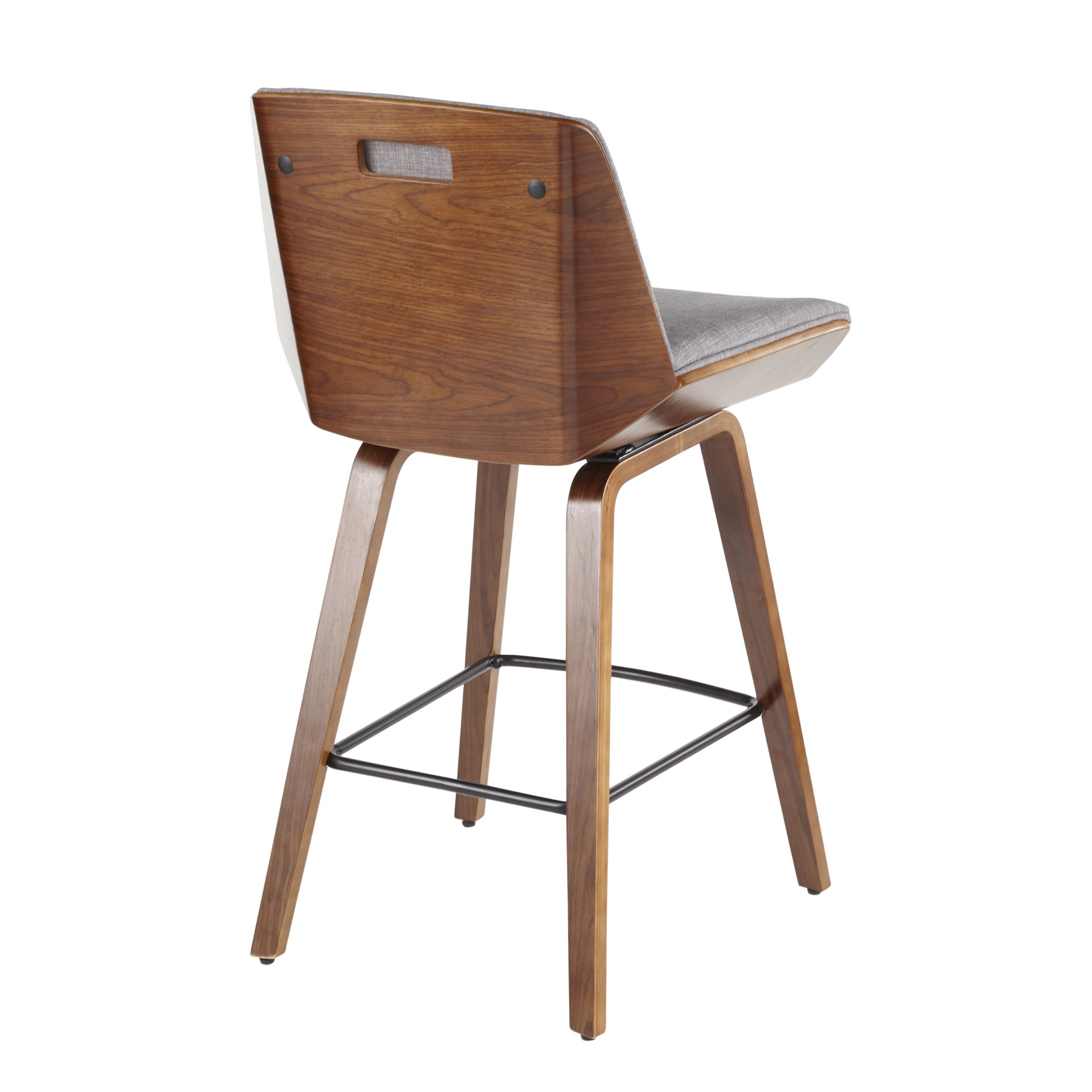 Corazza - Mid-Century Modern Counter Stool - Walnut / Light Gray - Image 3