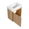 Minimalist Wall Mounted Bathroom Vanity With Ceramic Sink And Storage Cabinet - Oak - Image 14