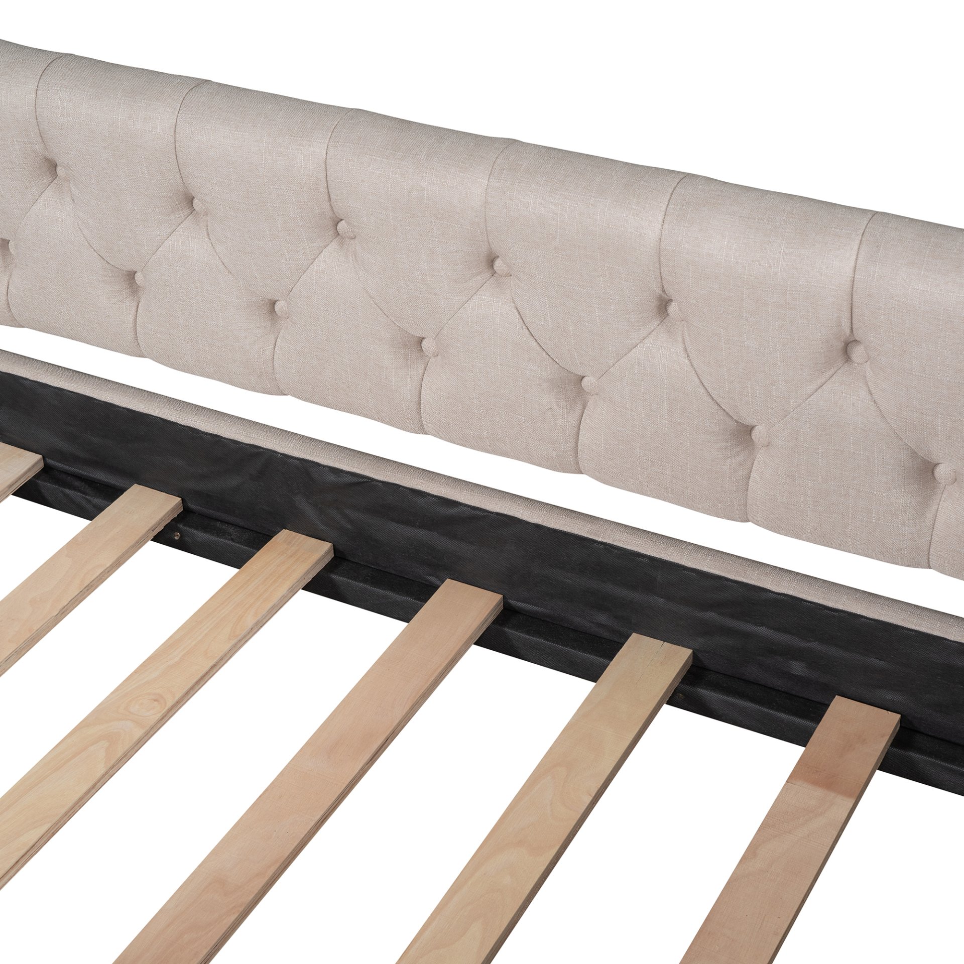 Full Size Upholstered Daybed With Two Drawers, Slat Support - Beige - Image 12