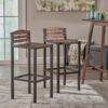 Outdoor Barstool With Slat Panel Design (Set of 2) - Dark Brown - Image 4