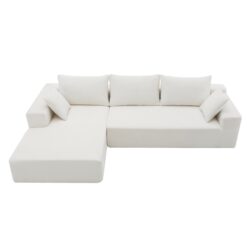 Modular Sectional Living Room Sofa Set, Modern Minimalist Style Couch, Upholstered Sleeper Sofa Salon, 2 Piece Free Combination, L-Shape - Cream