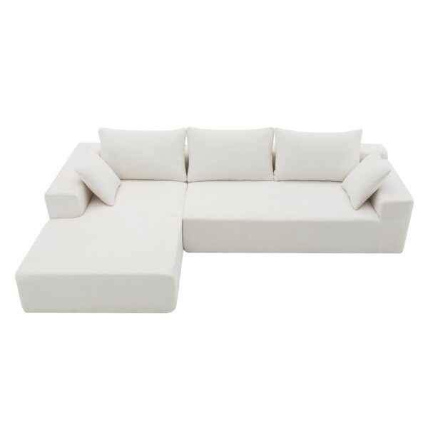 Modular Sectional Living Room Sofa Set, Modern Minimalist Style Couch, Upholstered Sleeper Sofa Salon, 2 Piece Free Combination, L-Shape - Cream