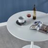 Tulip Table Mid-Century Dining Table For 4-6 People With Round MDF Table Top, Pedestal Dining Table, End Table Leisure Coffee Table - White - Image 6