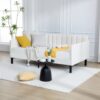 Elena - Twin Upholstered Daybed, Ribbed Tufted Backrest - Beige - Image 2