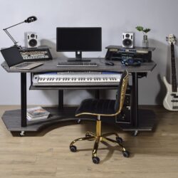 Eleazar - Music Recording Studio Desk Wood - Black Oak