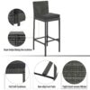 5 Pieces Outdoor Patio Wicker Bar Set, Bar Height Chairs With Non-Slip Feet And Fixed Rope, Removable Cushion, Acacia Wood Table Top - Brown / Gray - Image 12