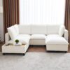 U - Shaped Sectional Sofa Modular Sofa Couch With A Movable Ottoman, A Coffee Table With Hidden Charging Devices For Living Room - White - Image 9